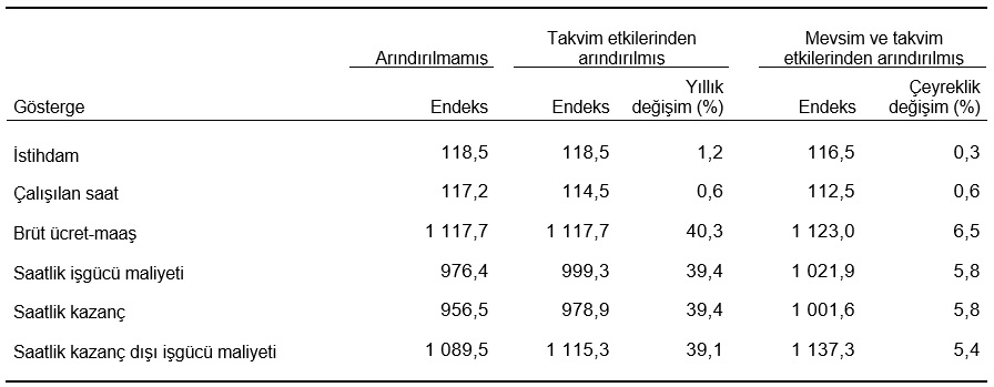 İşgücü Girdi ve Ücret Endekslerinde III. Çeyrek 2025 Verileri