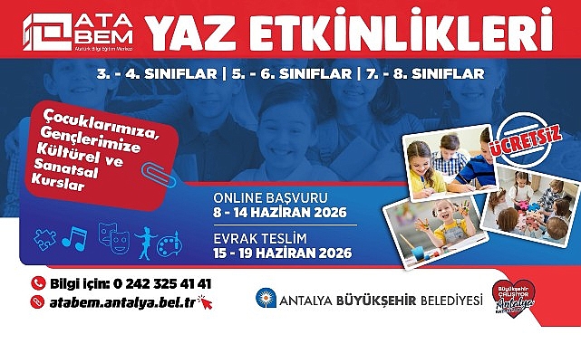 ATABEM Yaz Dönemi Ücretsiz Kursları Başlıyor: 8-14 Haziran Online Kayıtla Başvuru