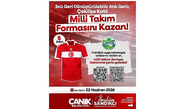 Canik Belediyesi Sıfır Atık Programında 3kg Geri Dönüştürülebilir Atık Getirenlere Milli Takım Forması Çekilişi
