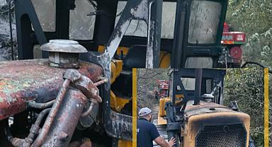 Susurluk’taki Orman Yangınında Dozer Alevlerin Arasında Kaldı: Personel Yara Almadan Kurtuldu