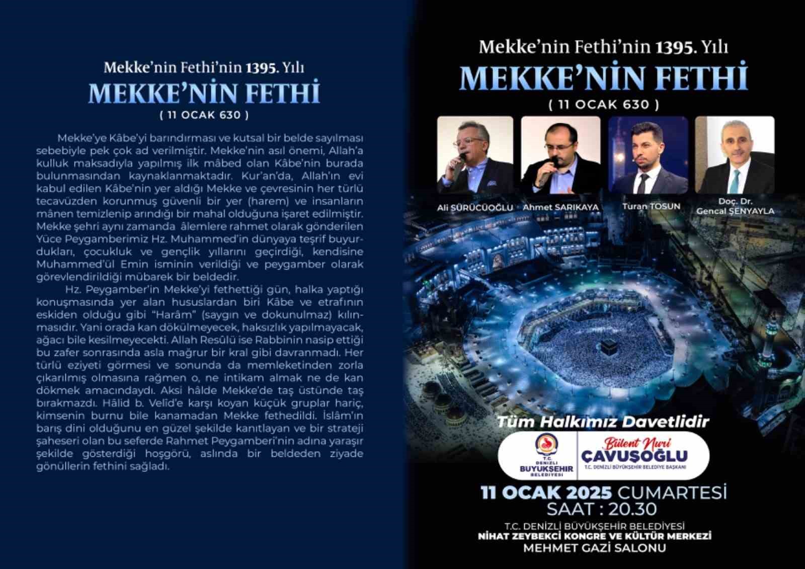 DENİZLİ BÜYÜKŞEHİR BELEDİYESİ, MEKKE’NİN FETHİ’Nİ ANIYOR
