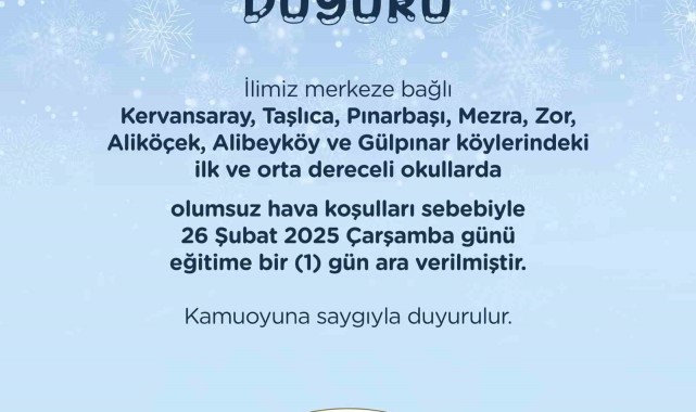Iğdır’da Kar Yağışı Nedeniyle Eğitime Ara