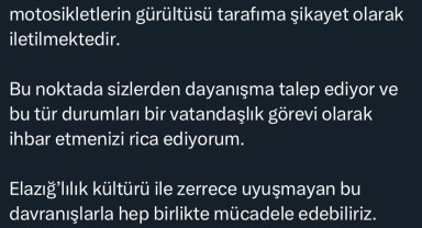 Elazığ Valisi Numan Hatipoğlu, Motosiklet Gürültüsü İle Mücadeleyi Vatandaşlardan İstiyor