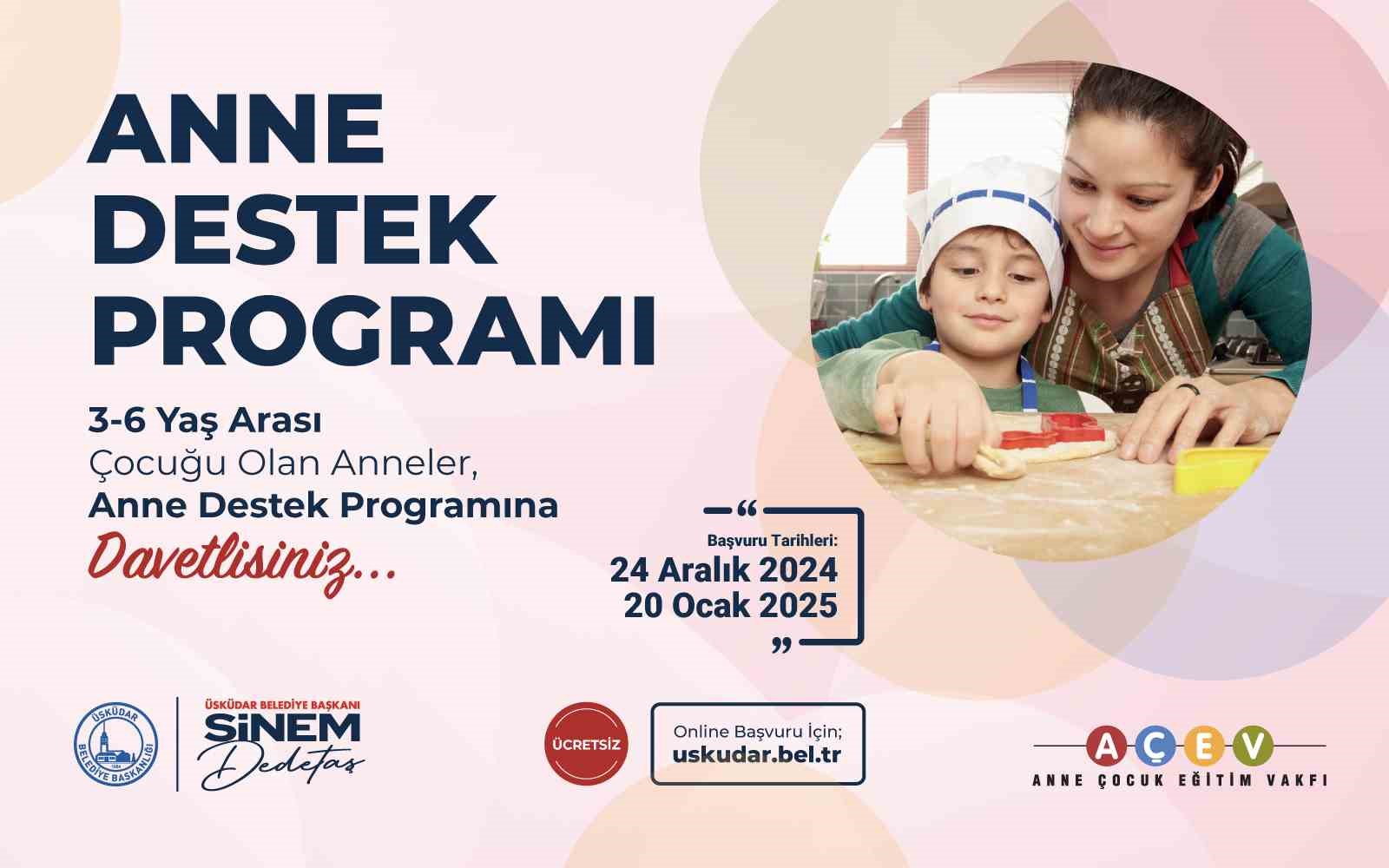 ÜSKÜDAR BELEDİYESİ VE AÇEV İŞ BİRLİĞİYLE ANNE DESTEK PROGRAMI BAŞLIYOR